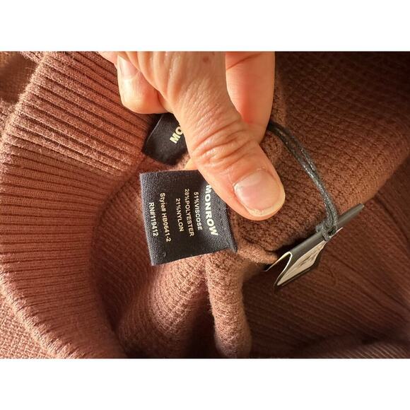 MONROW Waffle cargo joggers Burnt Caramel Small NWT - Picture 7 of 7